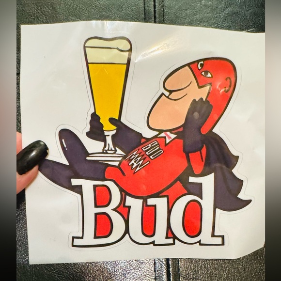 💚 Set: VintageRARE 1987 Bud Man Super Mug Made in USA; 5.25”tall. And STICKER! - Picture 2 of 6